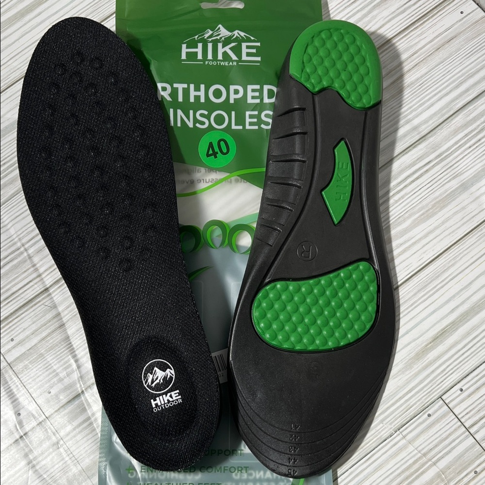 Hike footwear orthopedic insoles black green men’s size medium 8-12 EU 41-45